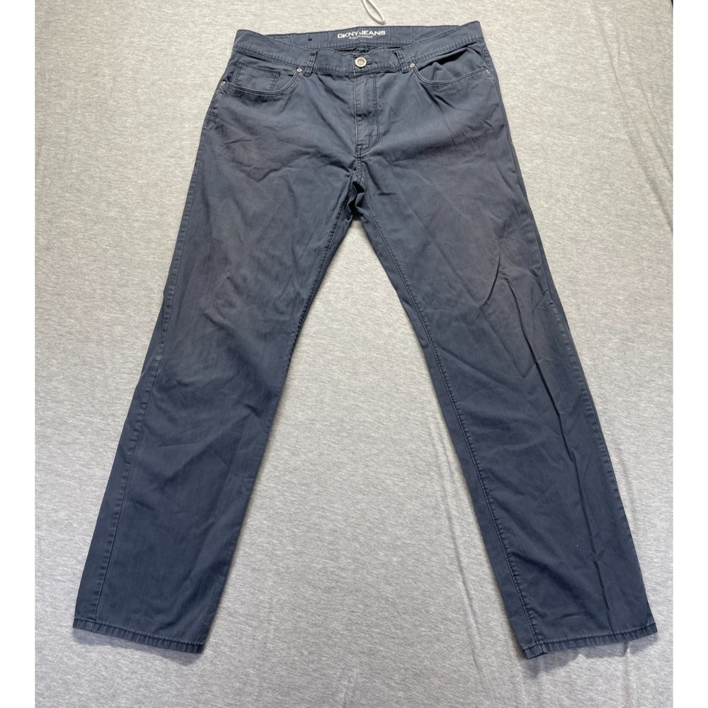 DKNY Bleecker Jeans Mens 36x32 (36x31.5) Gray Denim Straight Leg Casual Everyday